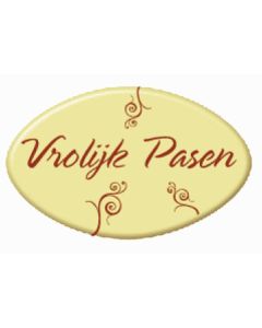 Chocolade Vrolijk Pasen Ovaal (wit)