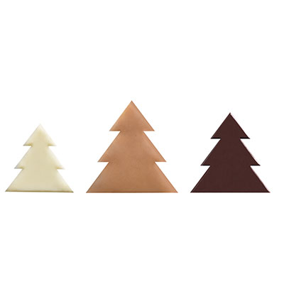 Chocolade Kerstbomen (puur, karamel, wit) extra dun