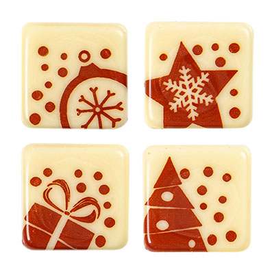 Chocolade Vierkant Kerstassortiment (wit)